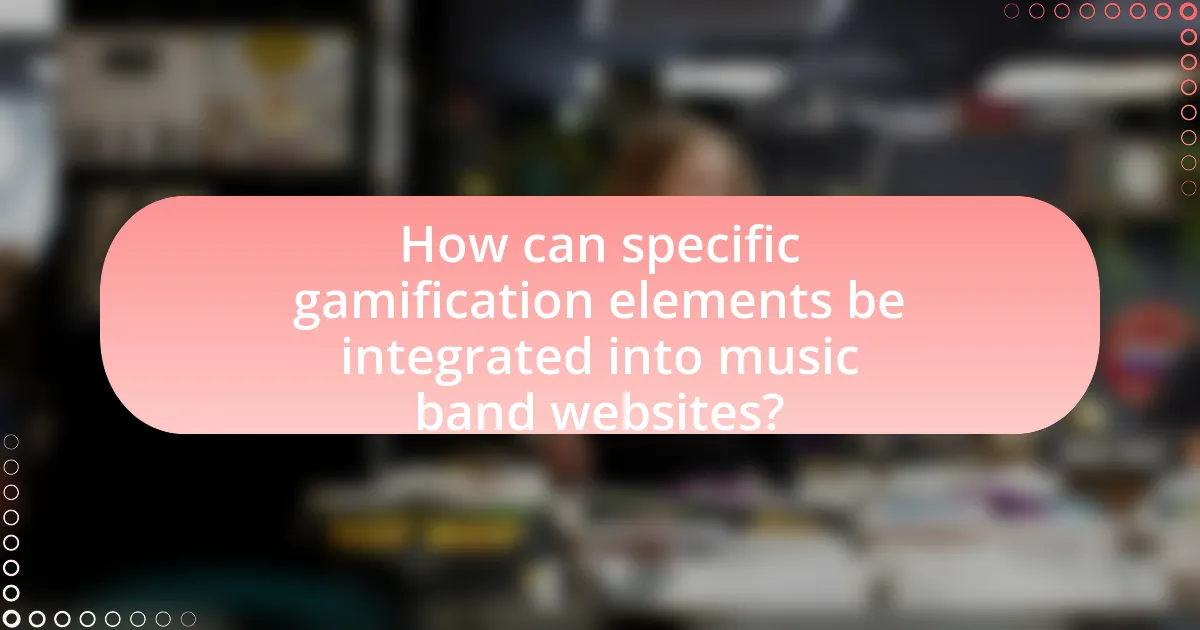 How can specific gamification elements be integrated into music band websites?